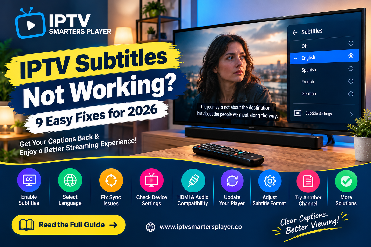 IPTV subtitles not working troubleshooting guide on Smart TV